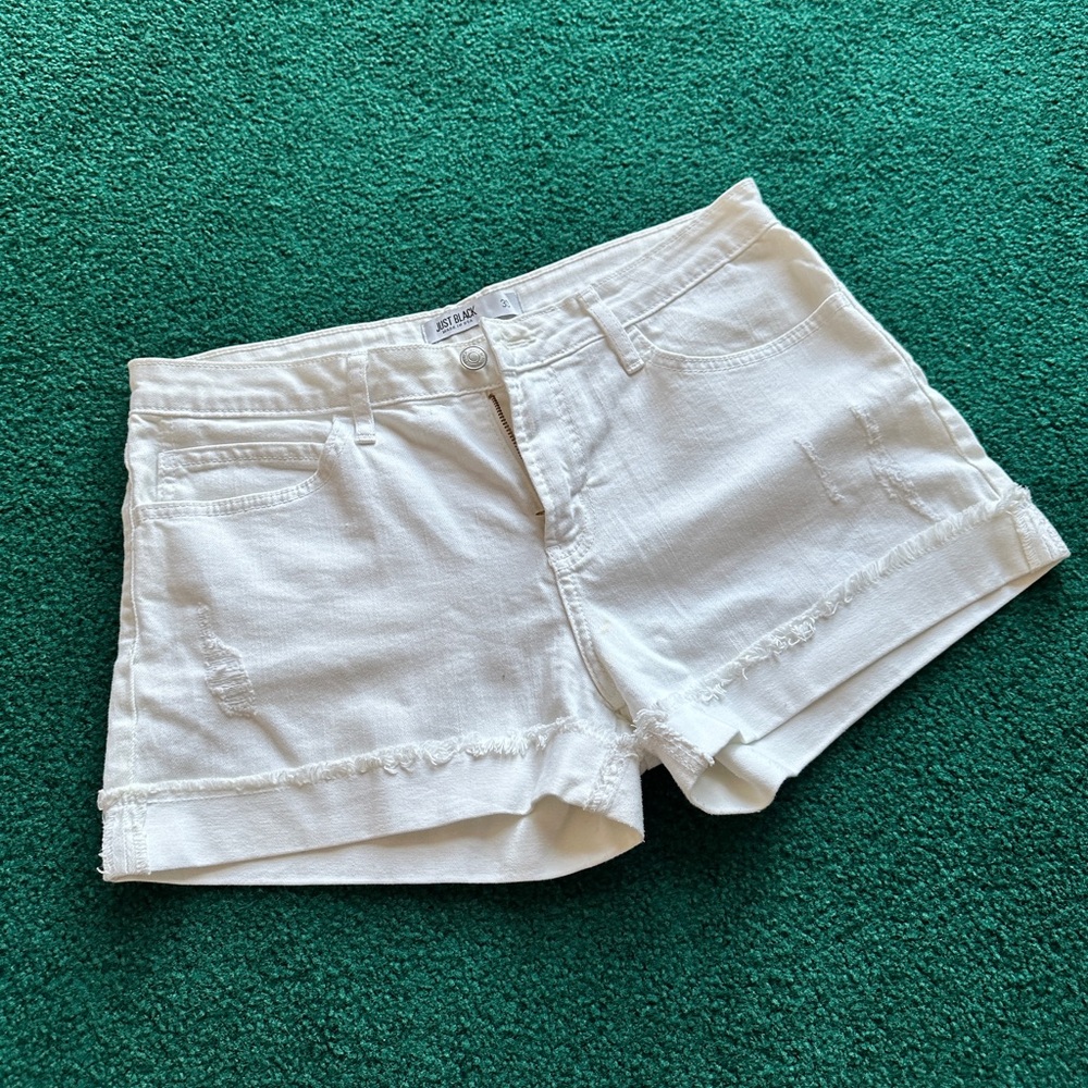 Distressed Cuff Denim Shorts